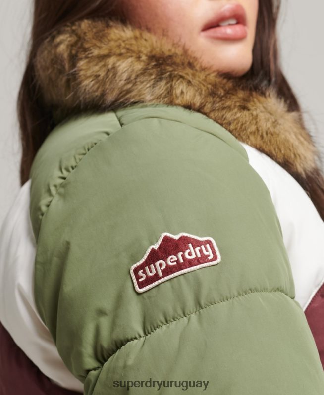 uy Superdry mujer abrigo corto acolchado con panel retro verde DT2N8Z5457 ropa