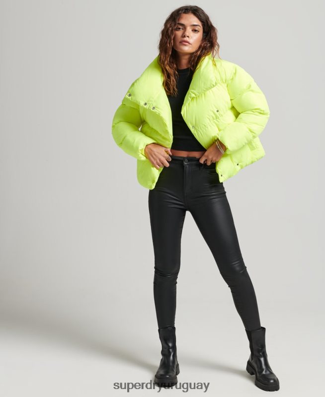 uy Superdry mujer abrigo corto acolchado verde DT2N8Z5498 ropa
