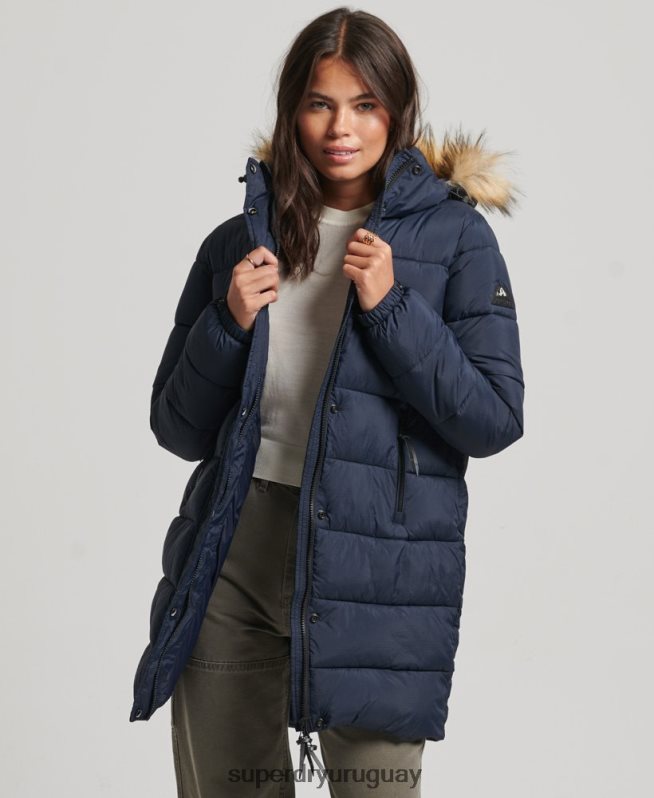 uy Superdry mujer abrigo de capa intermedia con capucha Armada DT2N8Z5669 ropa