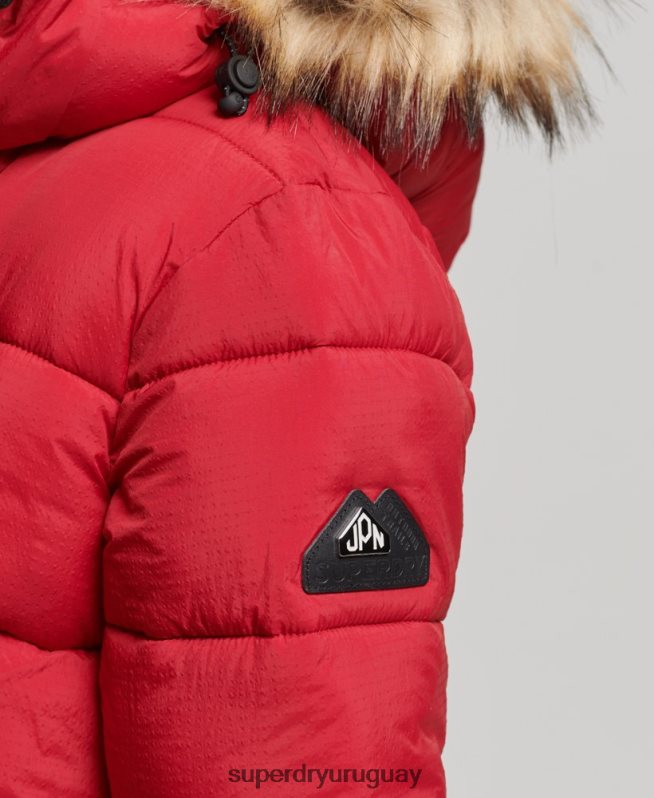uy Superdry mujer abrigo de capa intermedia con capucha rojo DT2N8Z3668 ropa