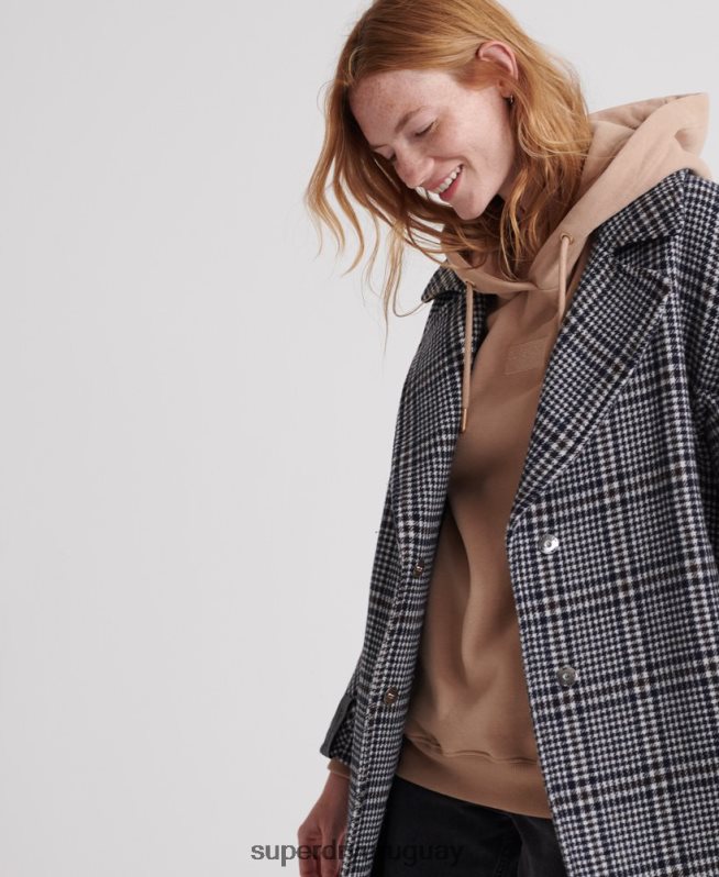 uy Superdry mujer abrigo de lana koben negro DT2N8Z3858 ropa