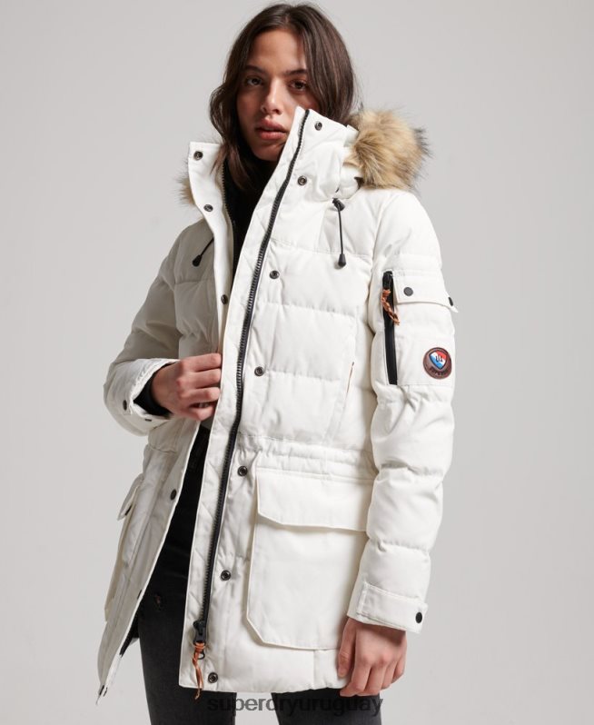 uy Superdry mujer abrigo de plumas de primera calidad crema DT2N8Z5737 ropa