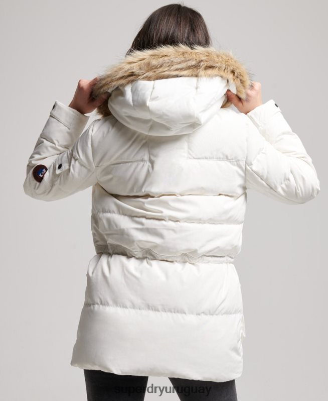 uy Superdry mujer abrigo de plumas de primera calidad crema DT2N8Z5737 ropa