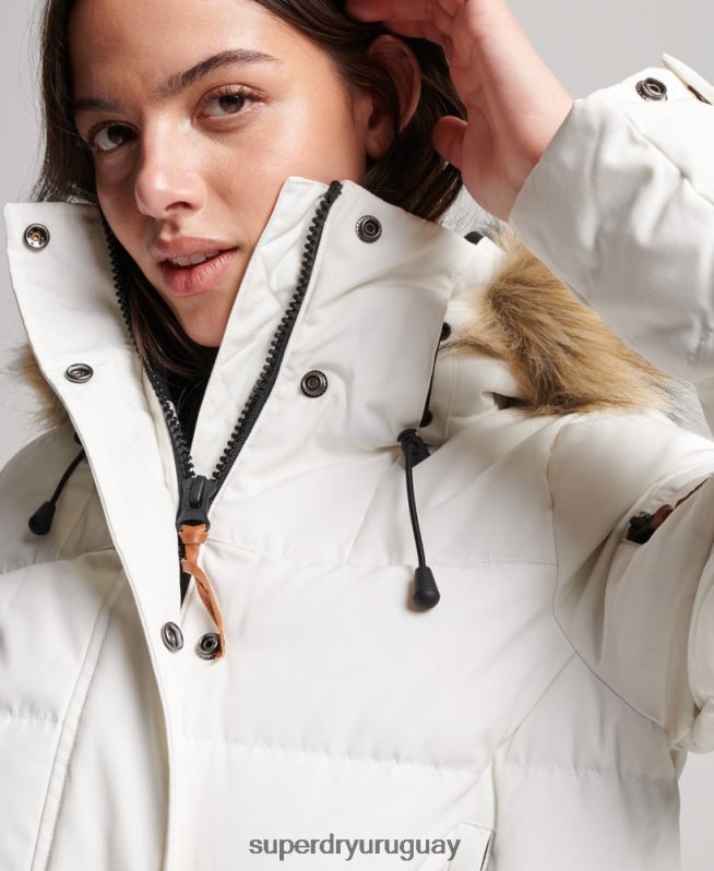 uy Superdry mujer abrigo de plumas de primera calidad crema DT2N8Z5737 ropa