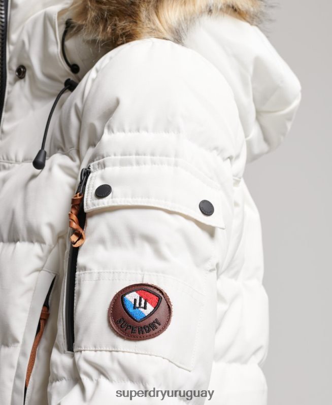 uy Superdry mujer abrigo de plumas de primera calidad crema DT2N8Z5737 ropa
