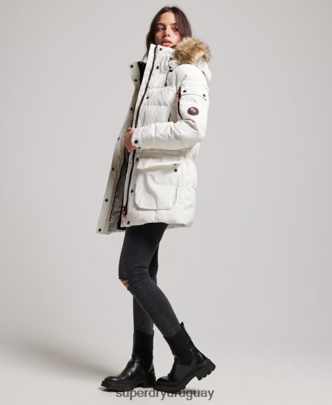 uy Superdry mujer abrigo de plumas de primera calidad crema DT2N8Z5737 ropa