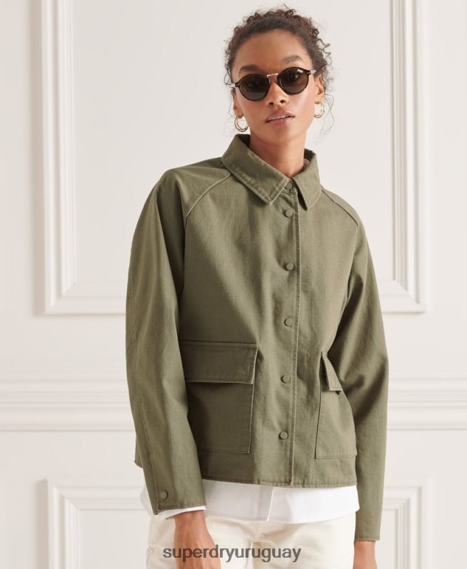 uy Superdry mujer abrigo de tarea verde DT2N8Z5539 ropa