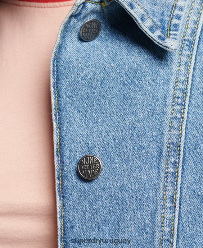 uy Superdry mujer abrigo de trabajo de mezclilla vintage azul claro DT2N8Z5561 ropa