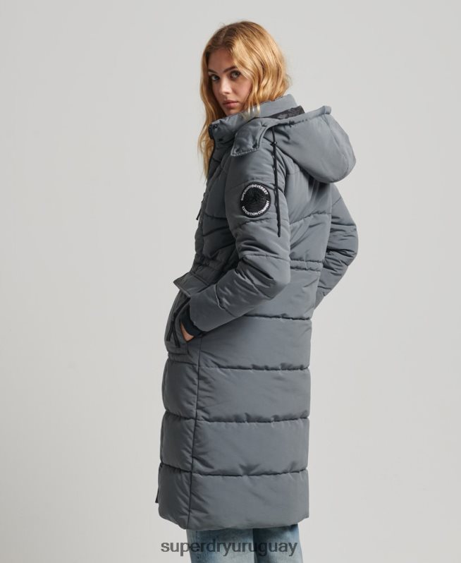 uy Superdry mujer abrigo everest largo gris oscuro DT2N8Z5576 ropa