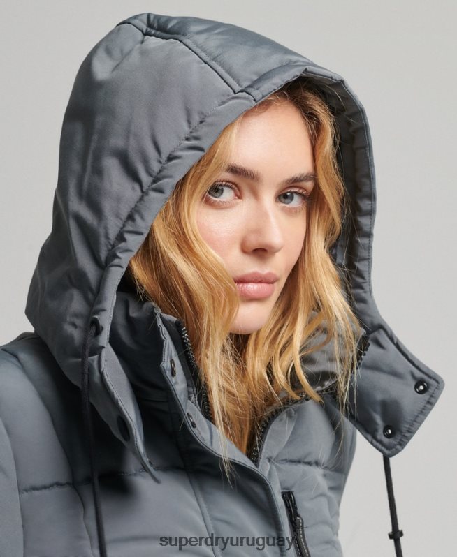 uy Superdry mujer abrigo everest largo gris oscuro DT2N8Z5576 ropa