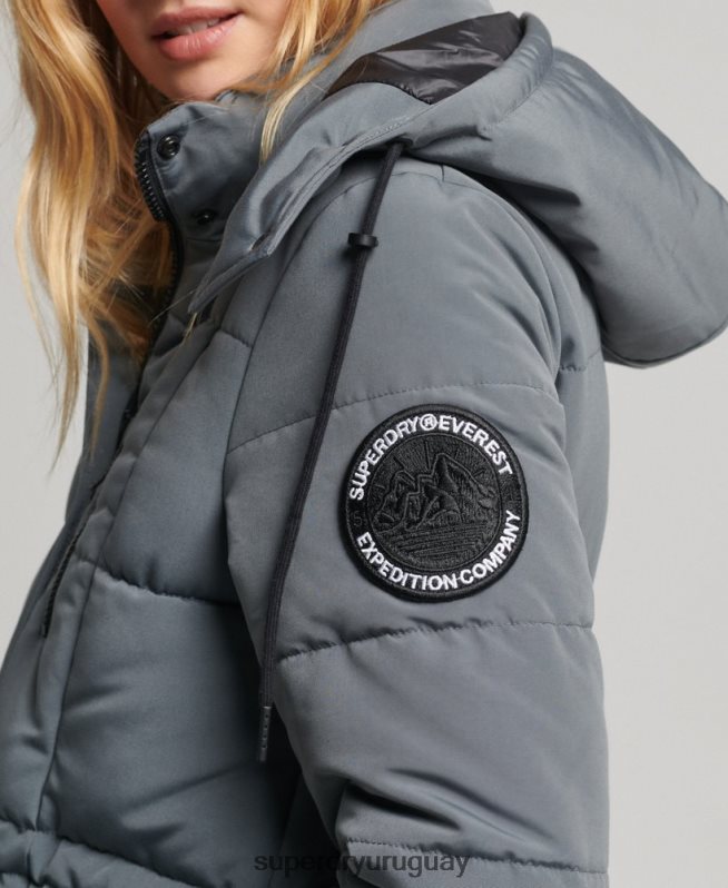 uy Superdry mujer abrigo everest largo gris oscuro DT2N8Z5576 ropa