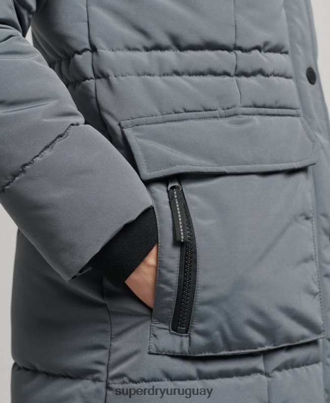 uy Superdry mujer abrigo everest largo gris oscuro DT2N8Z5576 ropa