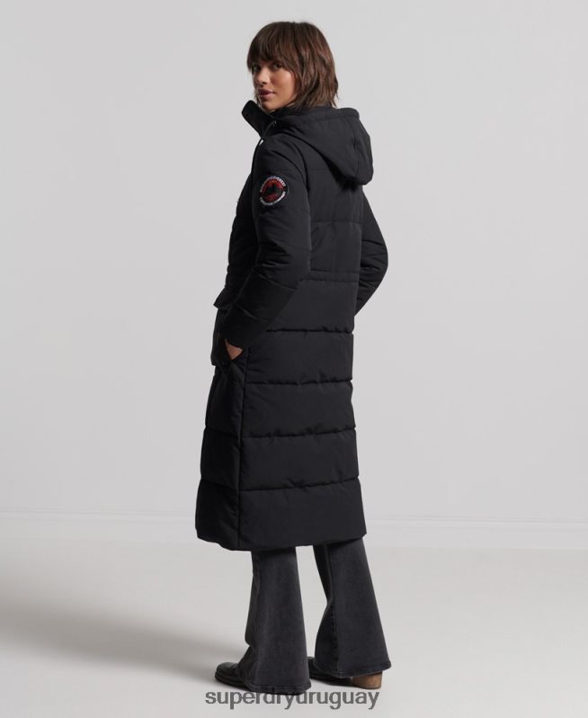 uy Superdry mujer abrigo everest largo negro DT2N8Z5512 ropa