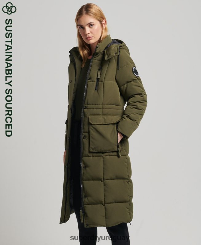 uy Superdry mujer abrigo everest largo verde DT2N8Z5688 ropa
