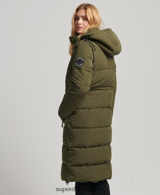 uy Superdry mujer abrigo everest largo verde DT2N8Z5688 ropa