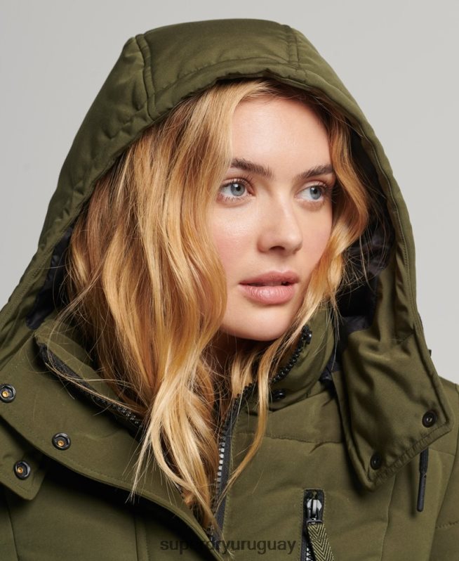 uy Superdry mujer abrigo everest largo verde DT2N8Z5688 ropa