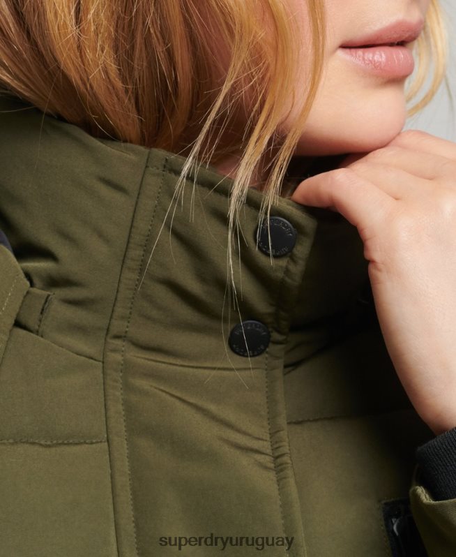 uy Superdry mujer abrigo everest largo verde DT2N8Z5688 ropa
