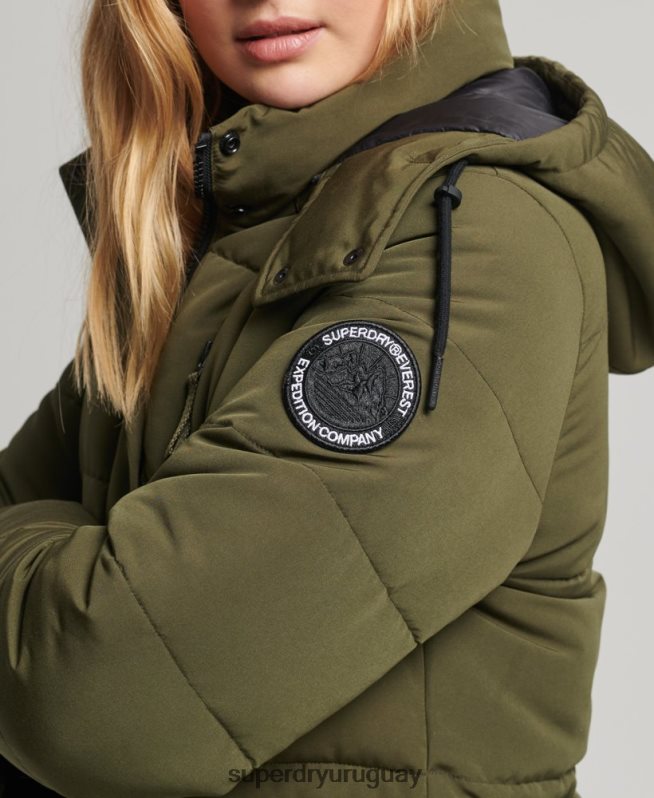 uy Superdry mujer abrigo everest largo verde DT2N8Z5688 ropa