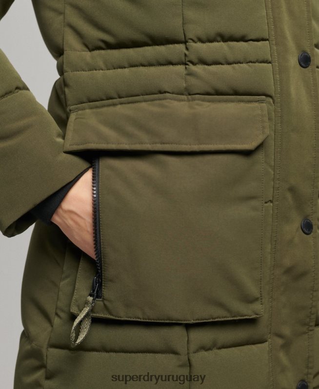uy Superdry mujer abrigo everest largo verde DT2N8Z5688 ropa