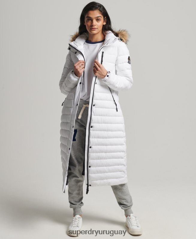 uy Superdry mujer abrigo fuji superlargo blanco DT2N8Z3778 ropa