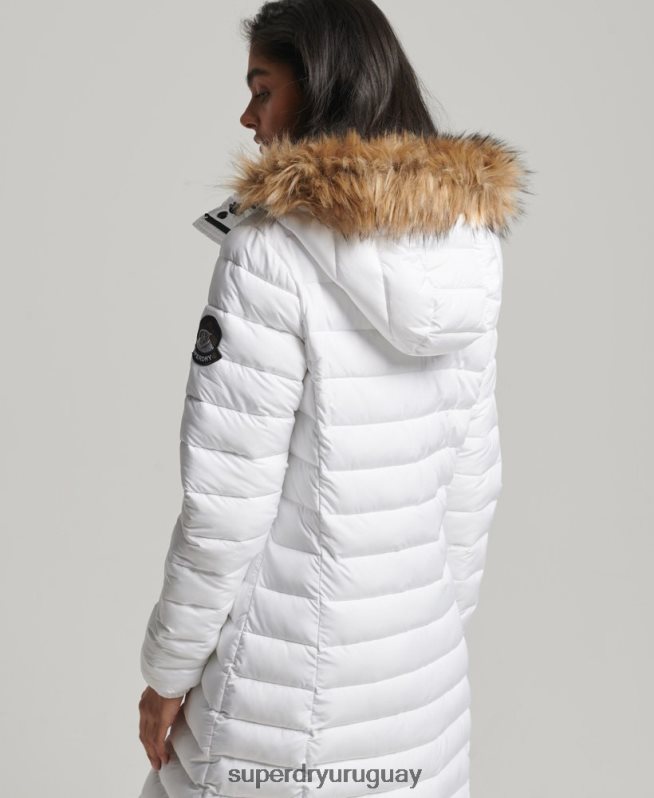 uy Superdry mujer abrigo fuji superlargo blanco DT2N8Z3778 ropa