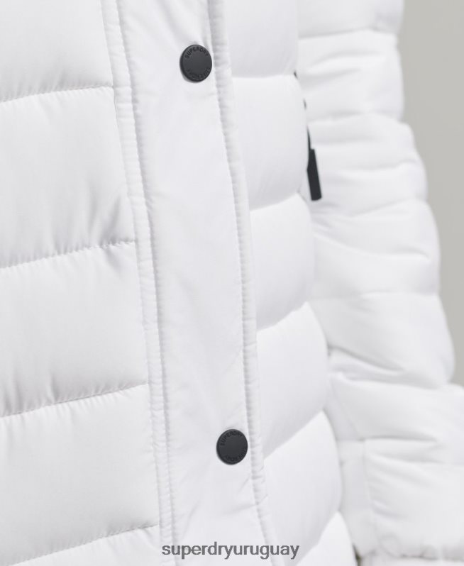 uy Superdry mujer abrigo fuji superlargo blanco DT2N8Z3778 ropa
