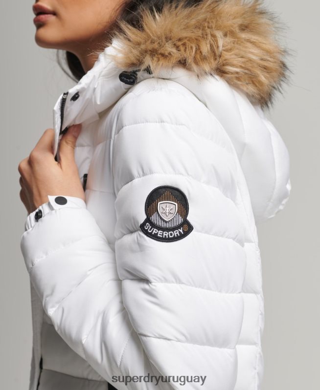 uy Superdry mujer abrigo fuji superlargo blanco DT2N8Z3778 ropa