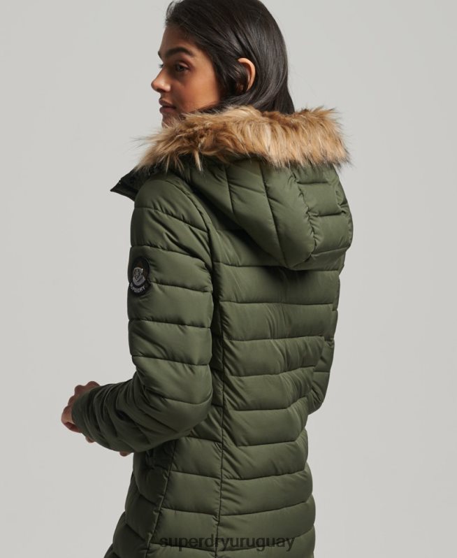 uy Superdry mujer abrigo fuji superlargo caqui DT2N8Z3649 ropa