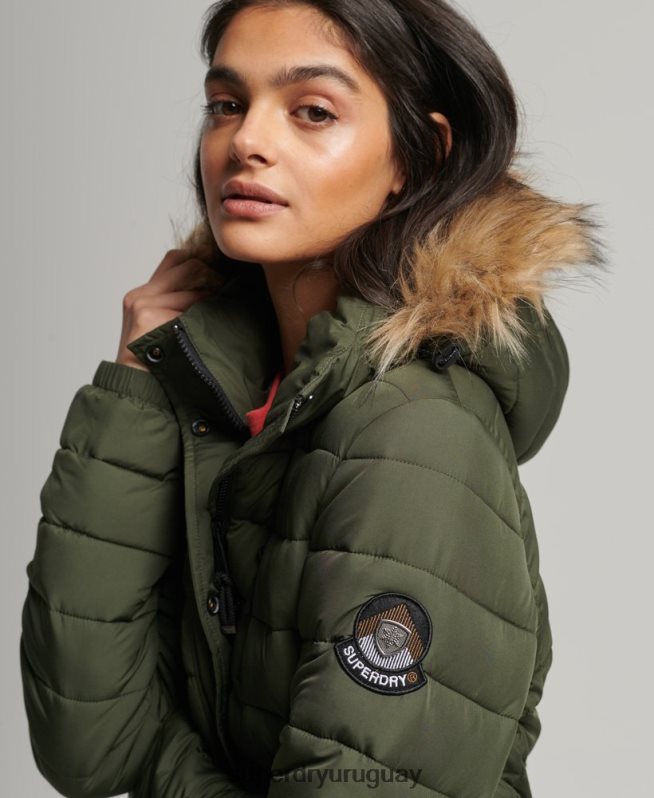 uy Superdry mujer abrigo fuji superlargo caqui DT2N8Z3649 ropa