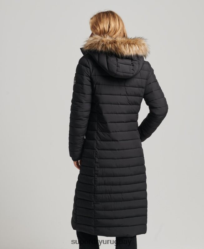 uy Superdry mujer abrigo fuji superlargo negro DT2N8Z3777 ropa