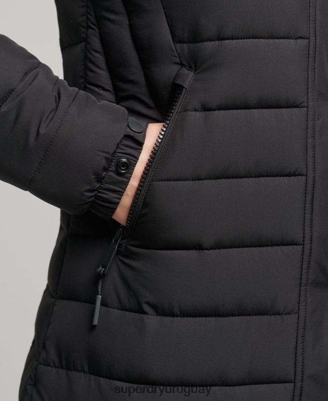uy Superdry mujer abrigo fuji superlargo negro DT2N8Z3777 ropa