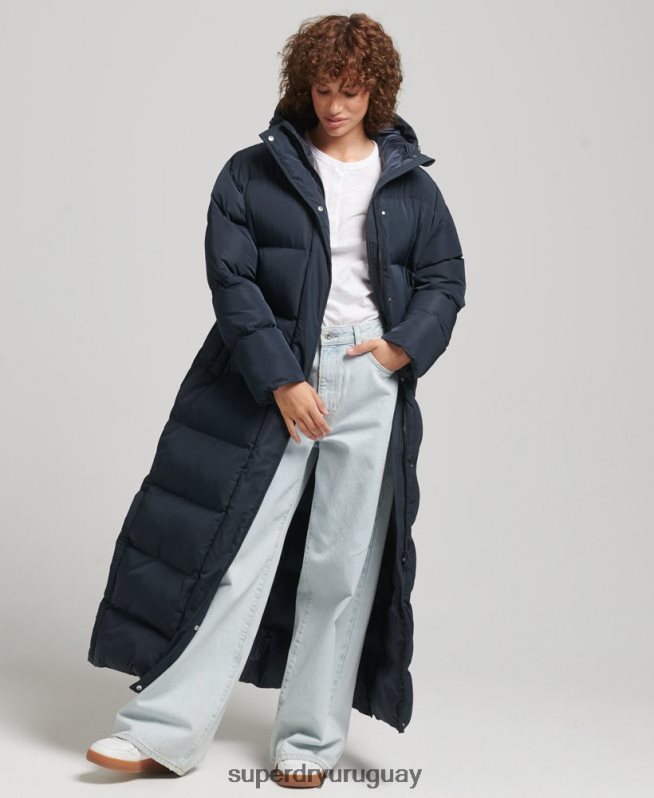 uy Superdry mujer abrigo largo acolchado con capucha Armada DT2N8Z3594 ropa
