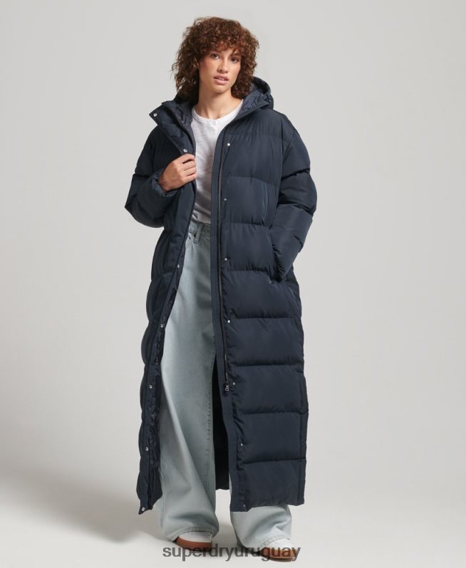uy Superdry mujer abrigo largo acolchado con capucha Armada DT2N8Z3594 ropa