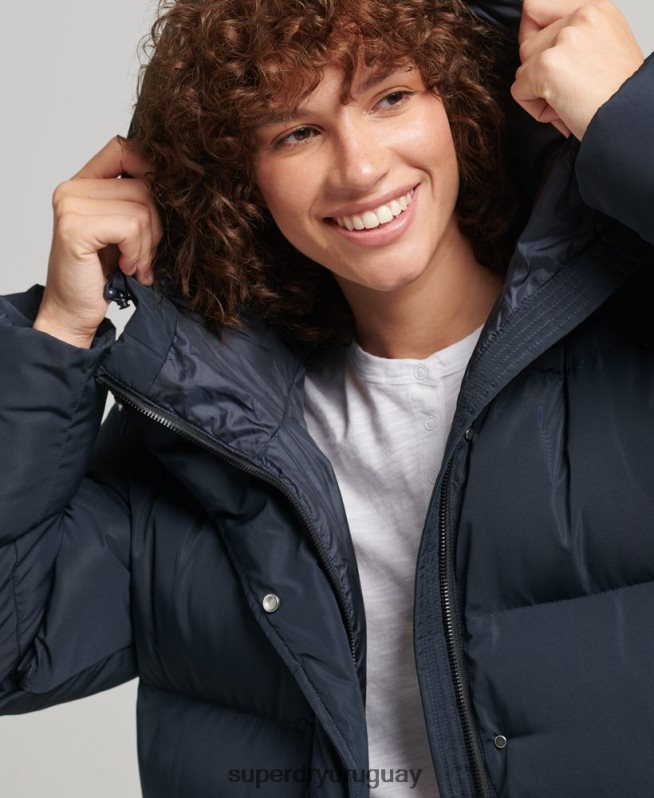 uy Superdry mujer abrigo largo acolchado con capucha Armada DT2N8Z3594 ropa
