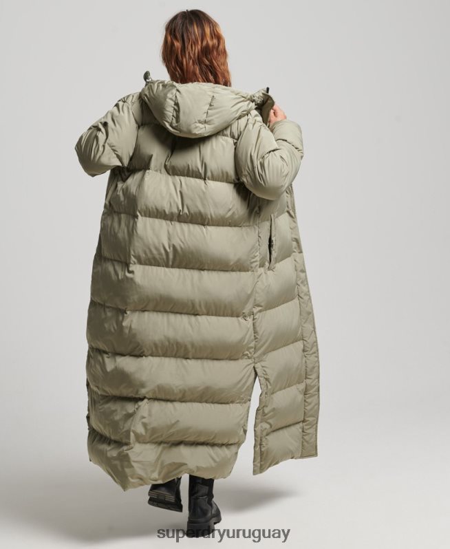 uy Superdry mujer abrigo largo acolchado con capucha caqui DT2N8Z3693 ropa