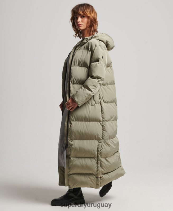 uy Superdry mujer abrigo largo acolchado con capucha caqui DT2N8Z3693 ropa