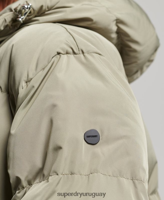 uy Superdry mujer abrigo largo acolchado con capucha caqui DT2N8Z3693 ropa