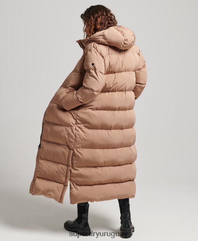 uy Superdry mujer abrigo largo acolchado con capucha marrón DT2N8Z3650 ropa