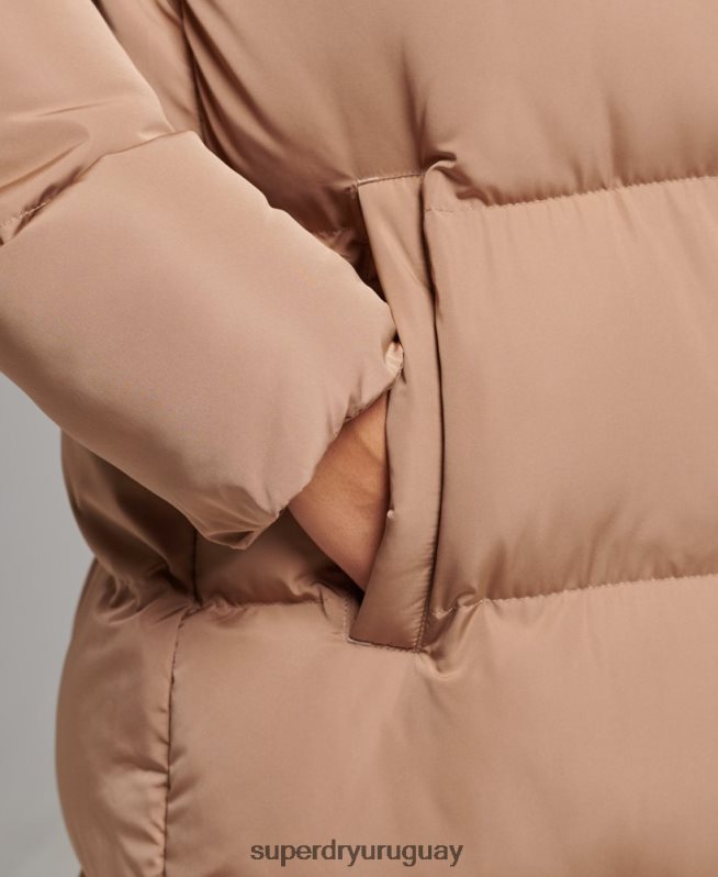 uy Superdry mujer abrigo largo acolchado con capucha marrón DT2N8Z3650 ropa