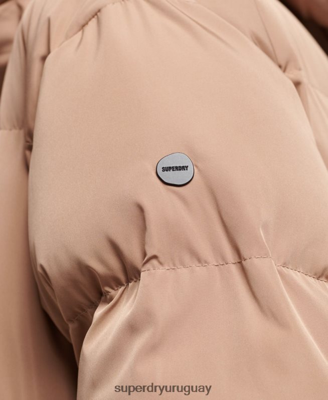 uy Superdry mujer abrigo largo acolchado con capucha marrón DT2N8Z3650 ropa