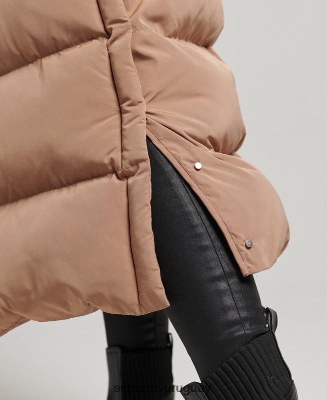 uy Superdry mujer abrigo largo acolchado con capucha marrón DT2N8Z3650 ropa