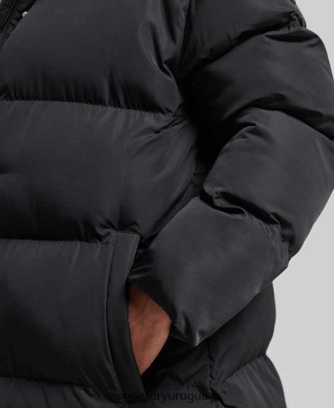 uy Superdry mujer abrigo largo acolchado con capucha negro DT2N8Z3578 ropa