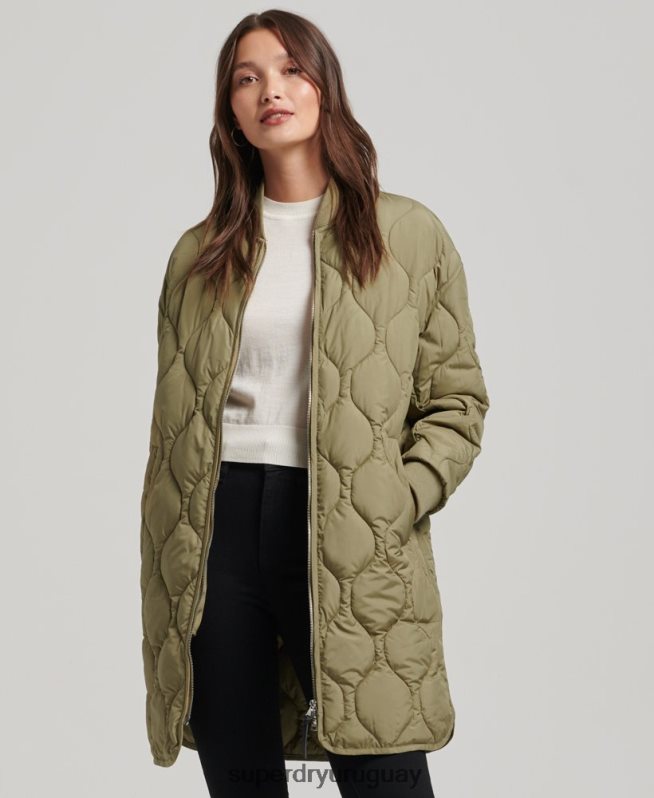 uy Superdry mujer abrigo largo capitonado verde DT2N8Z3583 ropa