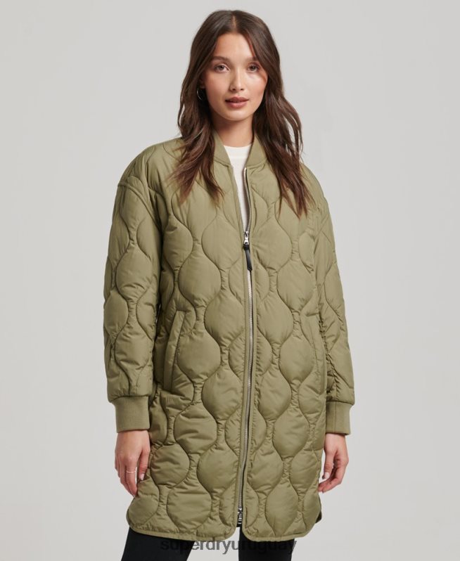 uy Superdry mujer abrigo largo capitonado verde DT2N8Z3583 ropa