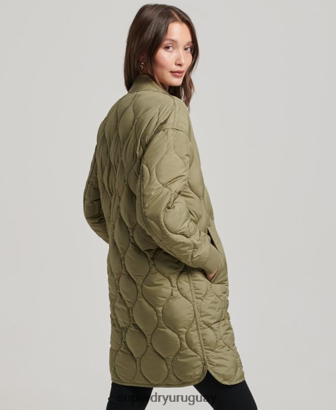 uy Superdry mujer abrigo largo capitonado verde DT2N8Z3583 ropa