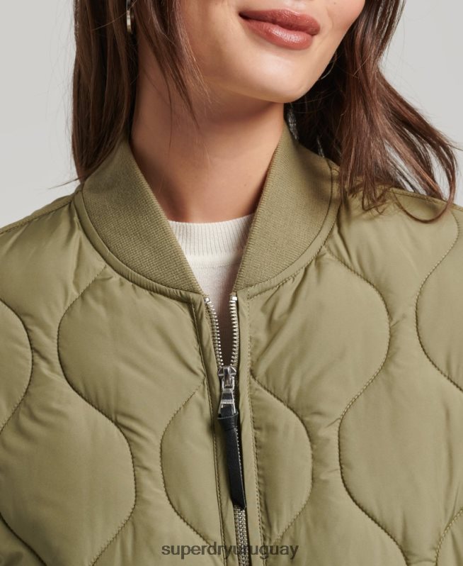 uy Superdry mujer abrigo largo capitonado verde DT2N8Z3583 ropa