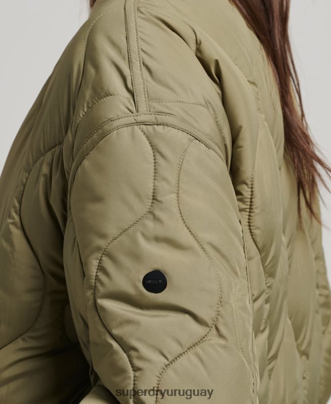 uy Superdry mujer abrigo largo capitonado verde DT2N8Z3583 ropa