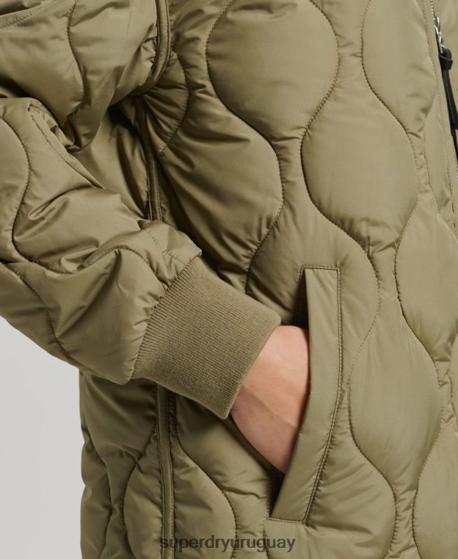 uy Superdry mujer abrigo largo capitonado verde DT2N8Z3583 ropa