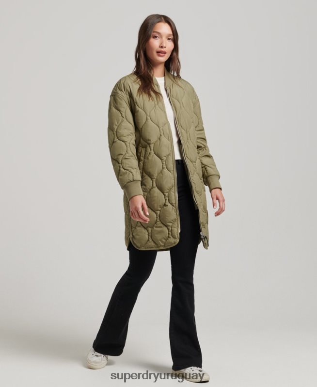 uy Superdry mujer abrigo largo capitonado verde DT2N8Z3583 ropa