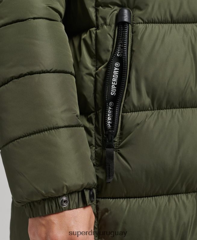 uy Superdry mujer abrigo largo con capucha de montaña fuji caqui DT2N8Z5671 ropa